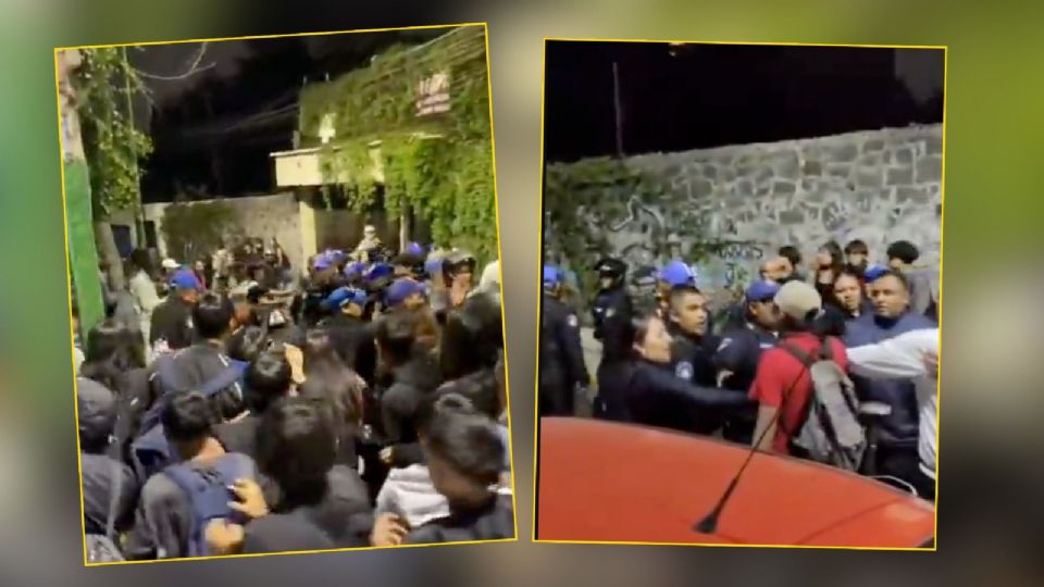 Riña entre policías auxiliares y estudiantes del Bachilleres 15.