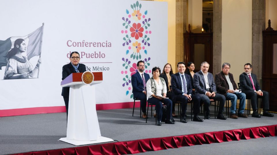 Rosa Icela Rodríguez, titular de la Segob en la conferencia matutina.