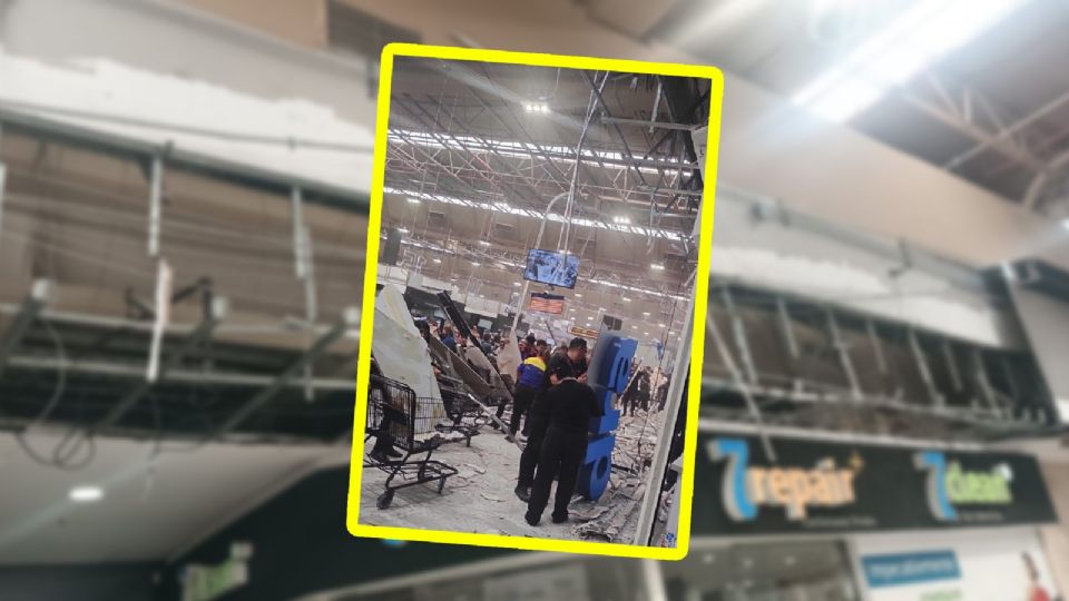 Así quedó la plaza tras la caída del plafón.