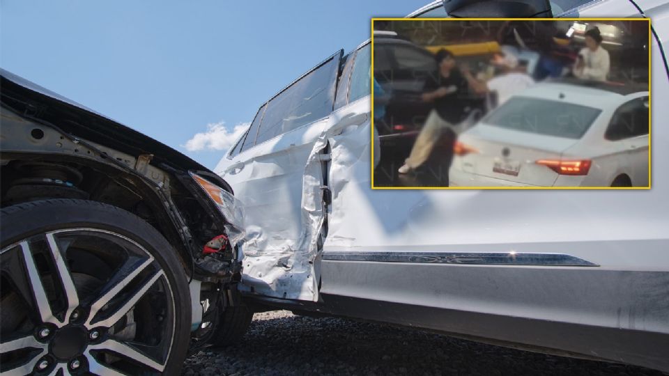 Percance vial en Naucalpan: Conductores se pelan en pelean por un supuesto fraude de montachoques.