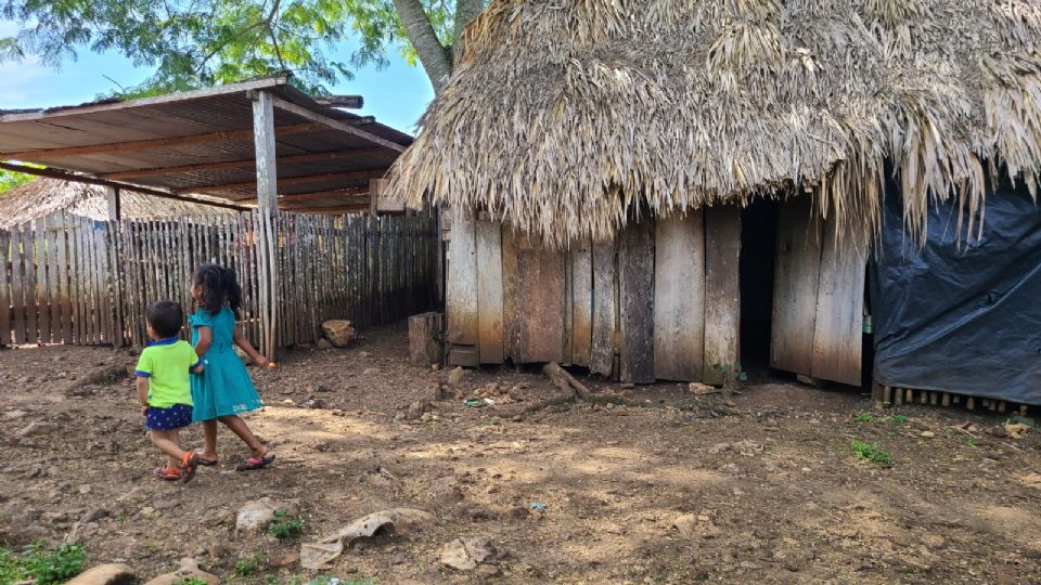 Niña y niño en una comunidad rural de la Península de Yucatán