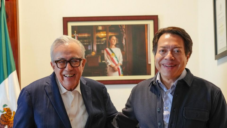 Mario Delgado, titular de la SEP, con Rubén Rocha Moya, gobernador de Sinaloa.