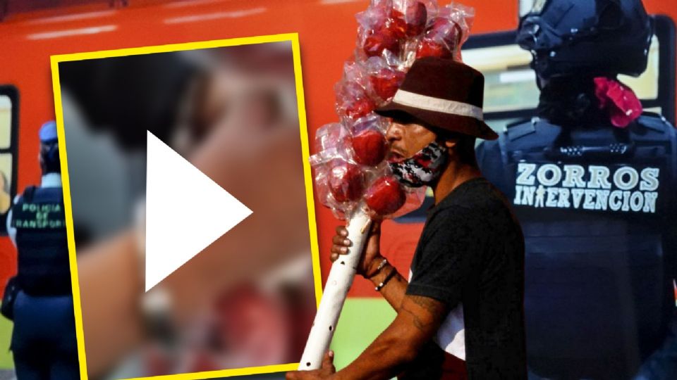 Vendedor de manzanas en Metro de CDMX.