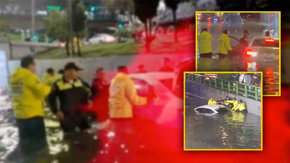 En videos difundidos por la SSC, se observa a los rescatistas trabajando entre el agua estancada.