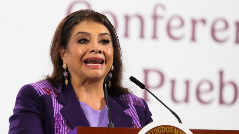 La jefa del Gobierno de la Ciudad, Clara Brugada Molina, en la conferencia del pueblo.