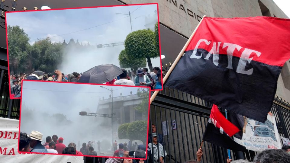 Protesta de la CNTE escala frente a Segob; encapuchados y gases marcan la jornada