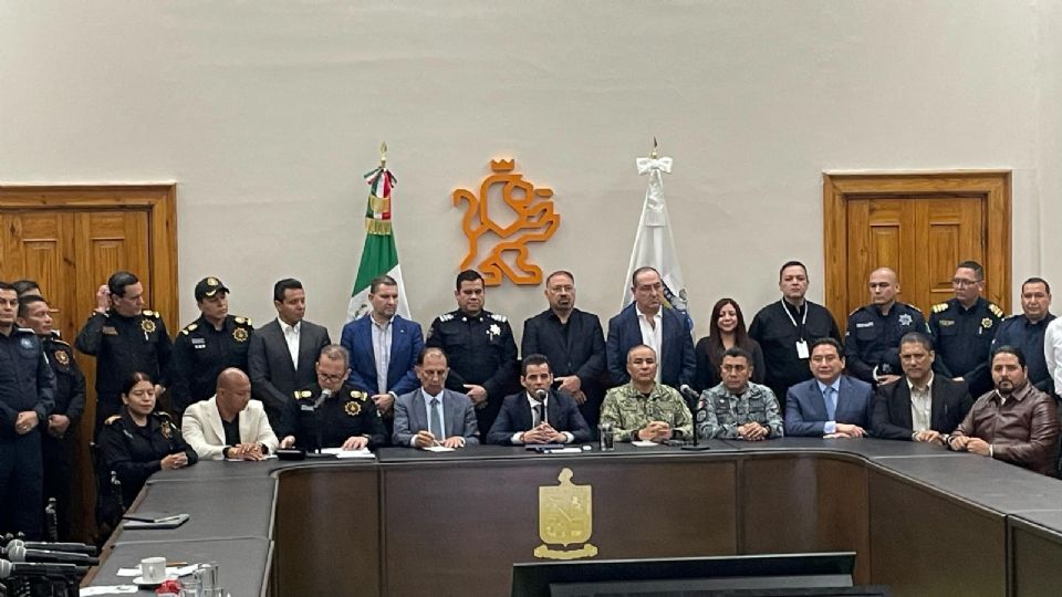 Gerardo Escamilla, Secretario de Seguridad de Nuevo León, durante el informe semanal sobre seguridad estatal.