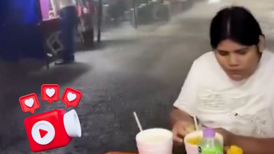 Ni la tormenta los detuvo: familia se hace viral por seguir comiendo bajo la lluvia