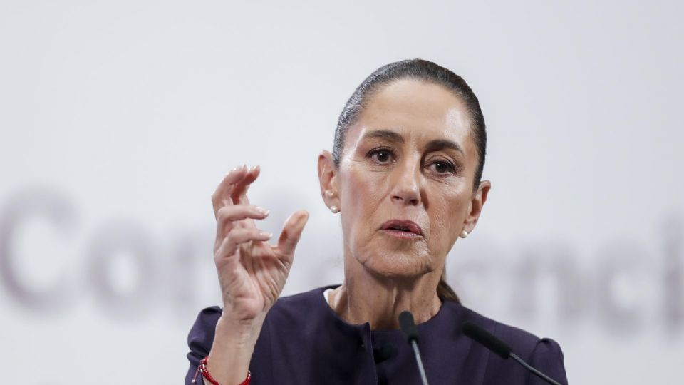 La presidenta de México, Claudia Sheinbaum, en una rueda de prensa en el Palacio Nacional.