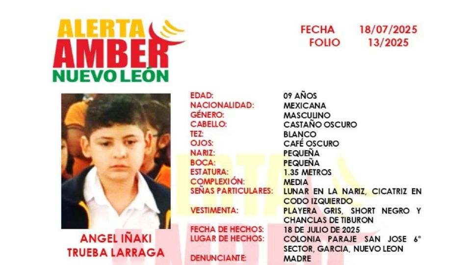 Ángel Iñaki Trueba Larraga desapareció en García, NL; fue visto por última vez el 18 de julio.