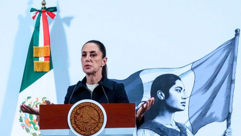 Claudia Sheinbaum Pardo, presidenta de México, durante la conferencia matutina desde Palacio Nacional.