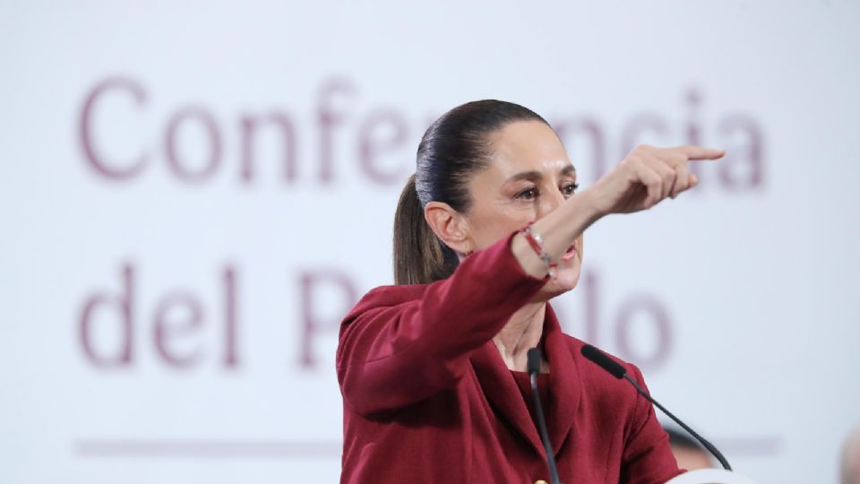 La presidenta de México, Claudia Sheinbaum, durante una rueda de prensa matutina este miércoles.