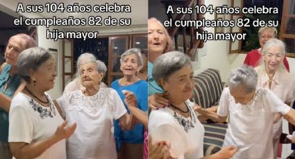 Abuelita de 104 años causa ternura al bailar en el cumpleaños 82 de su hija
