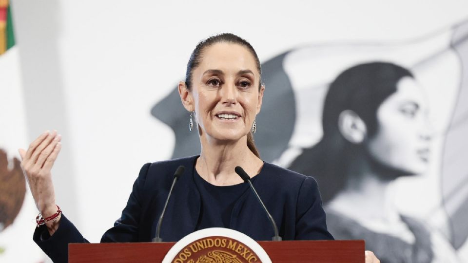 La presidenta de México, Claudia Sheinbaum, durante una rueda de prensa en el Palacio Nacional.