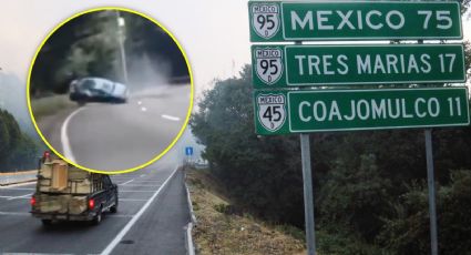 Momento exacto de la volcadura de un auto en la México-Cuernavaca que dejó un muerto | VIDEO