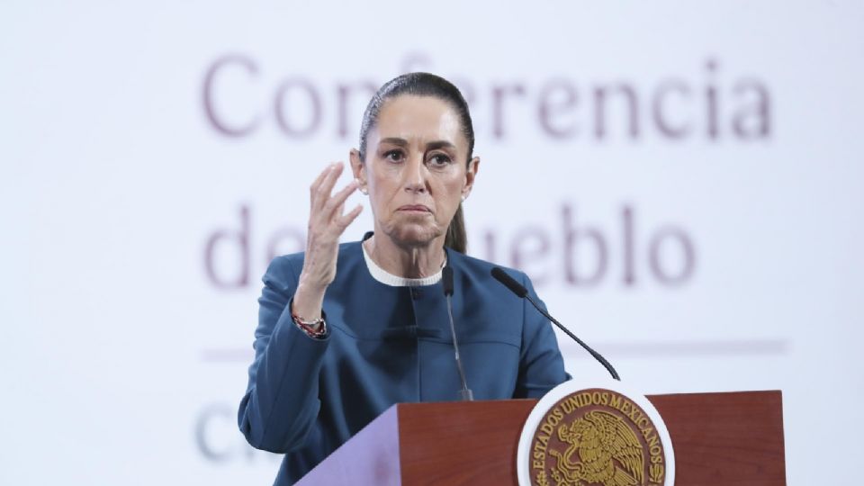 La presidenta de México, Claudia Sheinbaum, este lunes, en el Palacio Nacional,