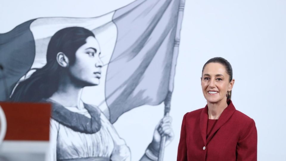 Claudia Sheinbaum durante la rueda de prensa matutina en Palacio Nacional de la Ciudad de México.