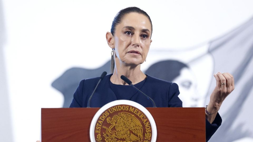 La presidenta de México, Claudia Sheinabaum, durante una rueda de prensa este martes.