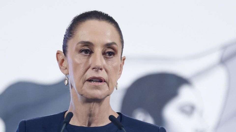 La presidenta de México, Claudia Sheinabaum, durante una rueda de prensa este martes, en el Palacio Nacional.