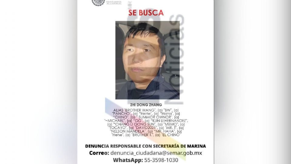 Emiten ficha la roja para detener a Zhi Dong Zhang.