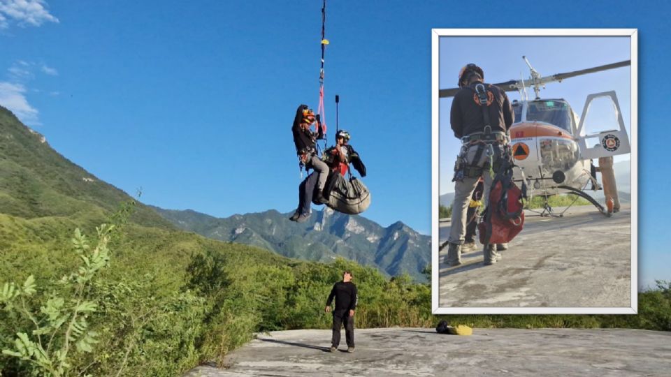 Protección Civil del Estado ejecutó un rescate aéreo para extraer a un parapentista que cayó en una zona montañosa de difícil acceso.