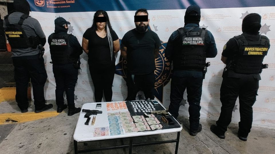 La Policía de Guadalupe tras el operativo realizado en la colonia Cerro del Peñón.