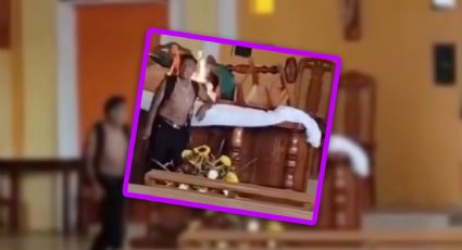 VIDEO | Hombre prende fuego al altar principal de iglesia en Veracruz porque el diablo se lo ordenó