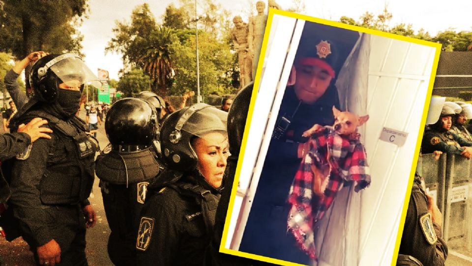 Policía rescata a perrito de incendio en CDMX.