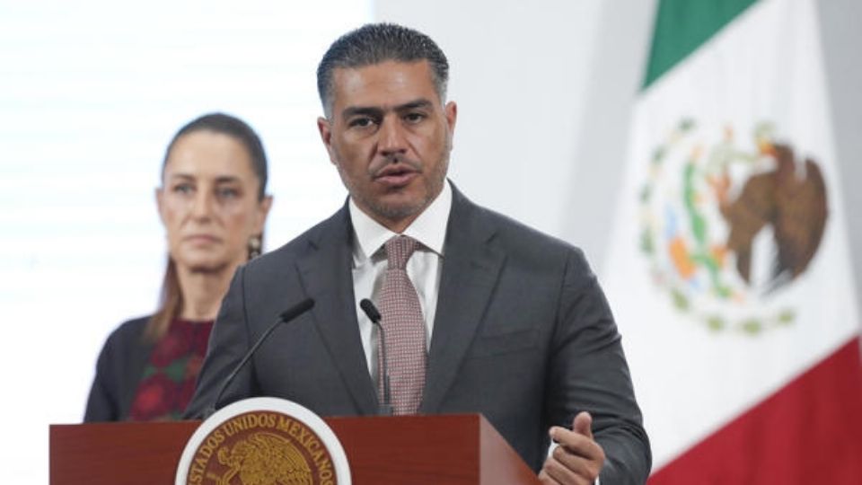 Omar García Harfuch, titular de la SSPC durante la conferencia de prensa de la presidenta Caudia Sheinbaum.