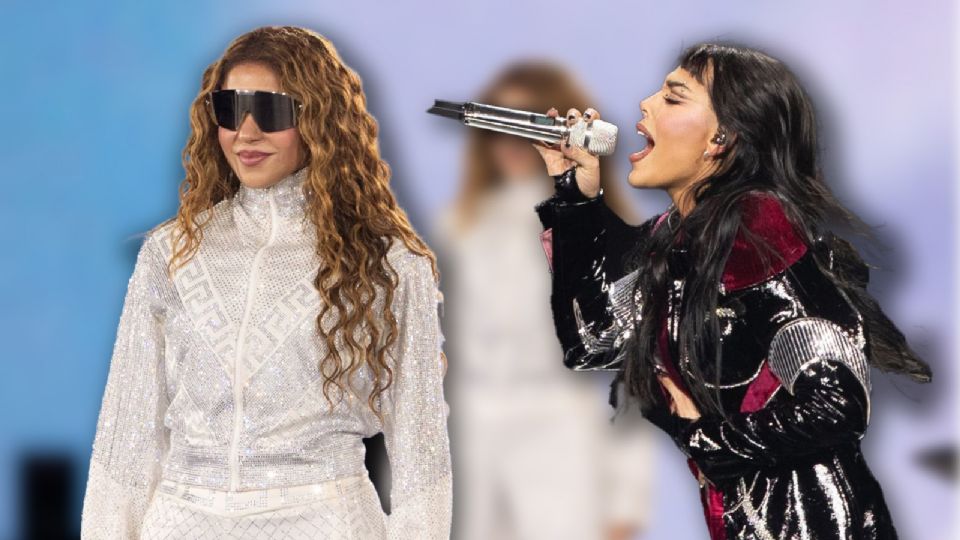 Shakira y Danna Paola compartiendo el escenario durante la interpretación de 'Soltera' en el Estadio GNP Seguros