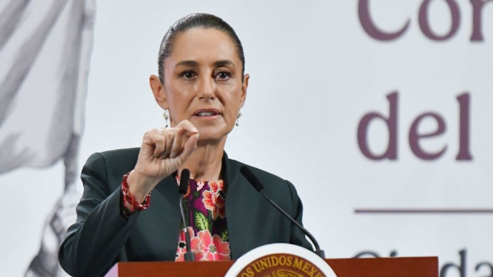 Claudia Sheinbaum, presidenta de México, durante la conferencia matutina realizada en Palacio Nacional.
