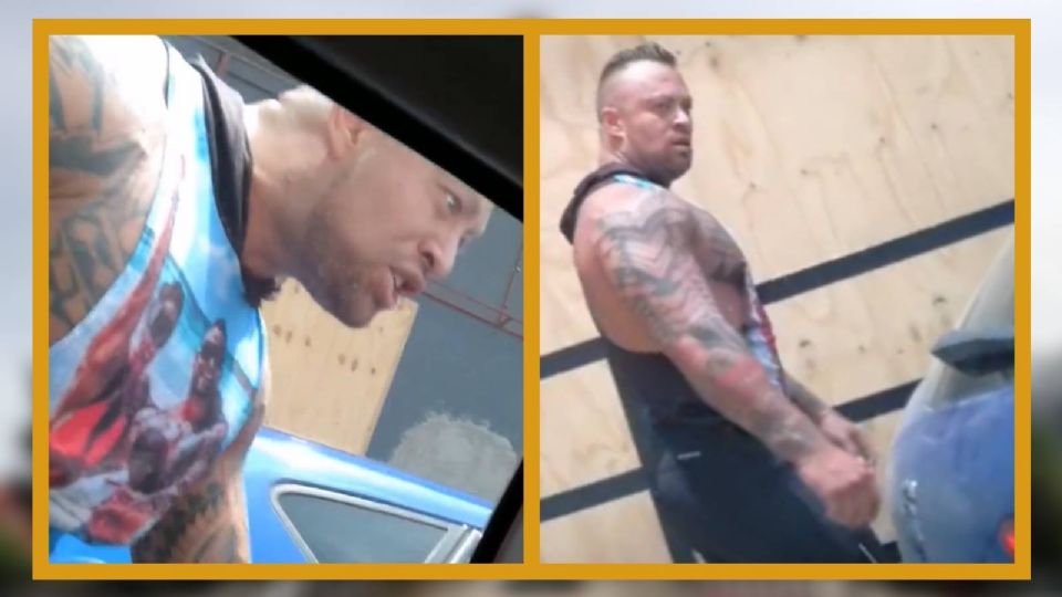 Las imágenes captan la discusión de un sujeto bajo el argumento de 'tú me pegaste'