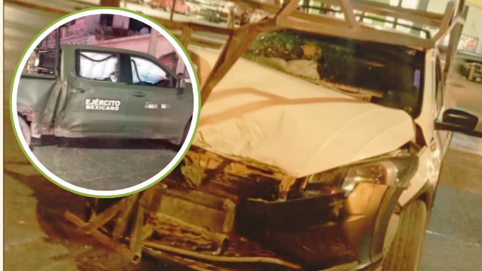 El accidente en la colonia Santa Martha de Escobedo dejó lesionados a dos militares y una pareja.