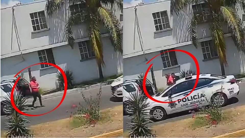 El oficial Rubén Rocha, de la unidad 1542 de San Nicolás, aplica la maniobra de Heimlich para salvar a una mujer que se estaba atragantando en plena avenida Las Flores.

