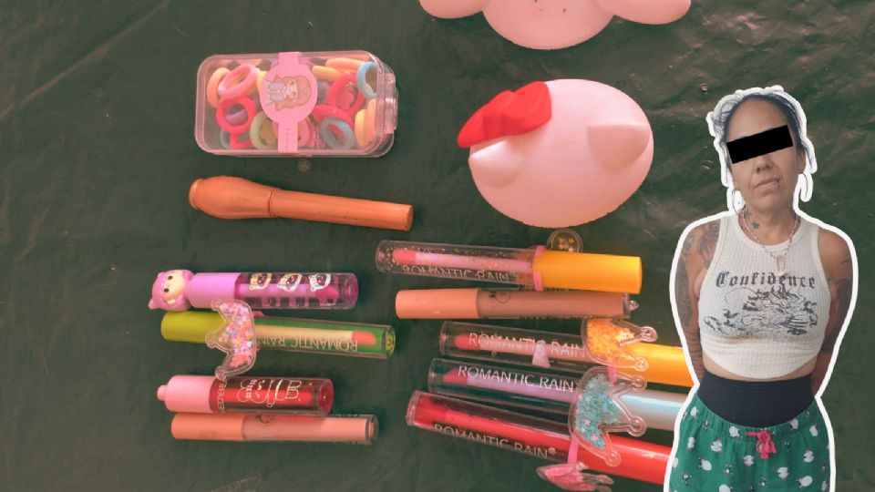 Rosa Ivonne fue detenida en una plaza comercial de Guadalupe tras ser captada robando cosméticos y artículos decorativos.