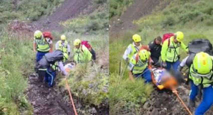 VIDEO | Hombre cae dentro del cráter del Volcán Xitle y oficiales lo rescatan