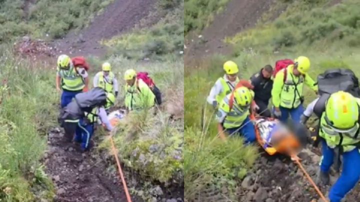 VIDEO | Hombre cae dentro del cráter del Volcán Xitle y oficiales lo rescatan