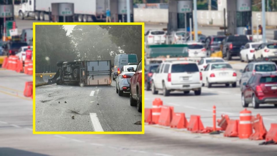 Un lesionado y tránsito afectado tras accidente en la autopista México-Cuernavaca, a la altura de Tres Marías.