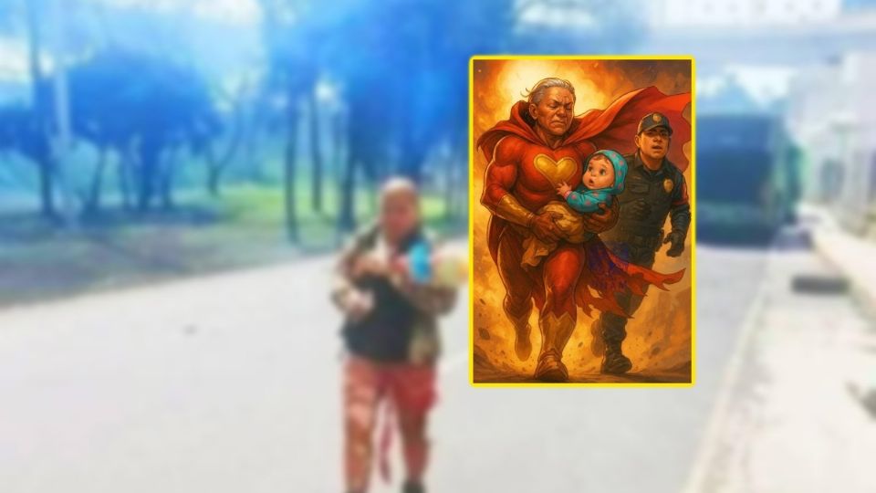 Momento exacto en el que la abuelita sacó a su nieta de la explosión