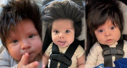 Bebé se hace viral a sus apenas 4 meses de edad, ¡por su larga melena!