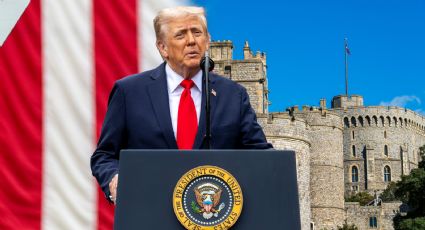 Donald Trump visita castillo de Windsor; activistas proyectaron su FOTO junto a Jeffrey Epstein