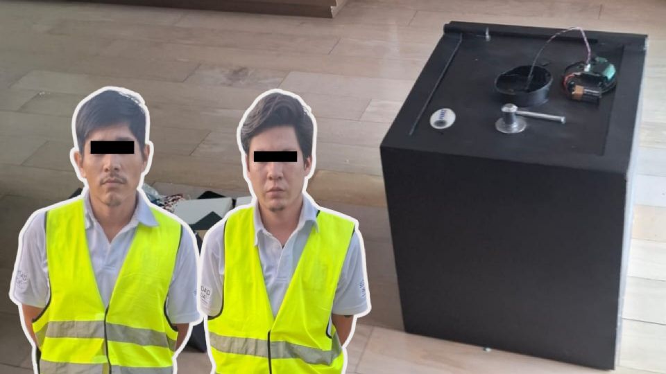 Policías de Monterrey detuvieron a dos vigilantes de Colinas del Valle acusados de intentar abrir una caja fuerte en una vivienda del fraccionamiento.