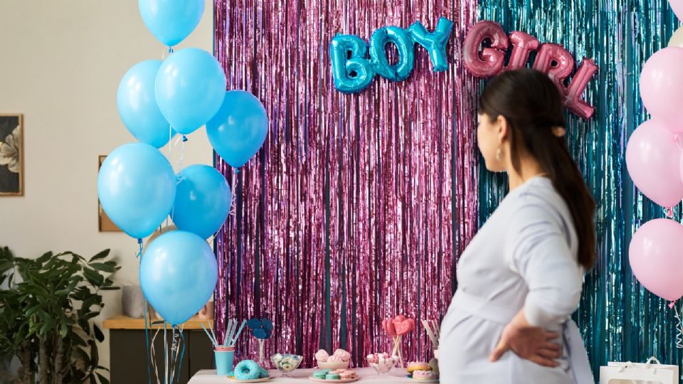 Fiesta de revelación de sexo de un bebé.