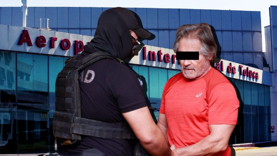 Hernán Bermúdez llega al Aeropuerto de Toluca.