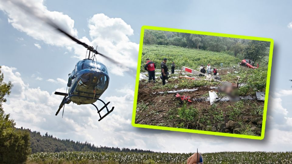 Se desploma helicóptero en Edomex.