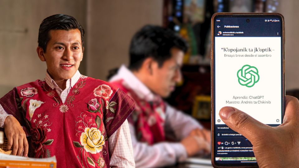 Andrés ta Chikinib, maestro tzotzil. Su trabajo es clave para la preservación de la lengua tzotzil mediante el uso de la inteligencia artificial.