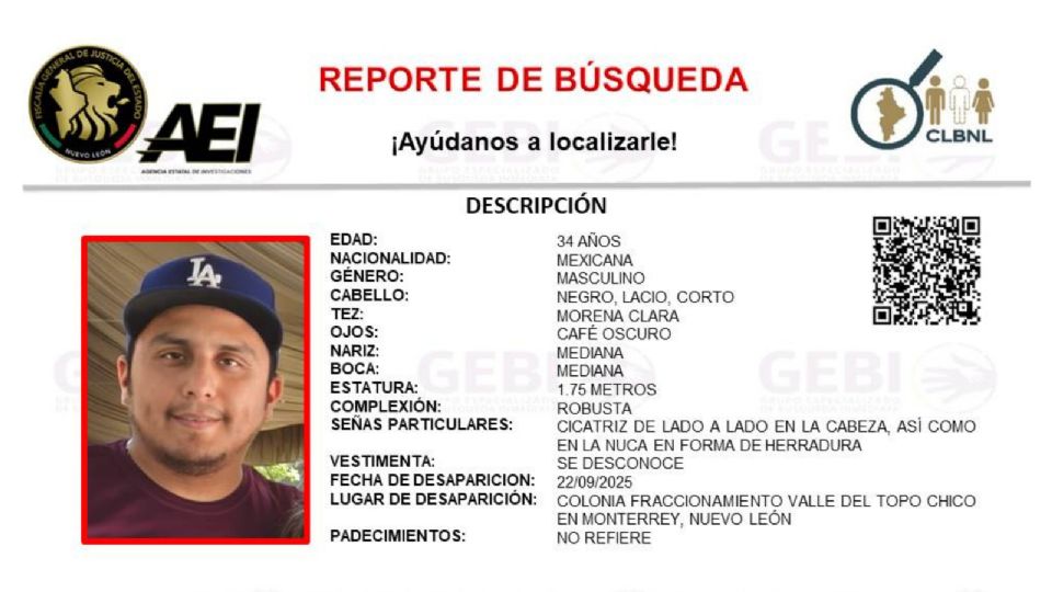 El Grupo Especializado en Búsqueda Inmediata hace el llamado a la comunidad para dar con el paradero del hombre.