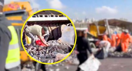VIDEO | Saquean tráiler con cerveza que volcó en la México-Pirámides