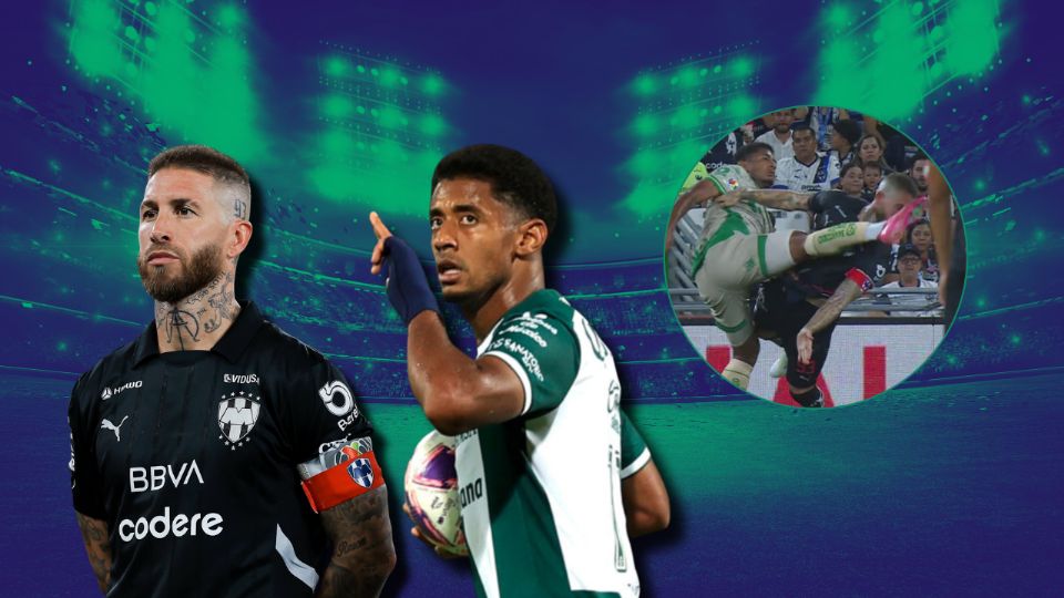 Sergio Ramos terminó con el rostro vendado tras recibir una patada de Anthony “Choco” Lozano en el duelo Santos vs Rayados.