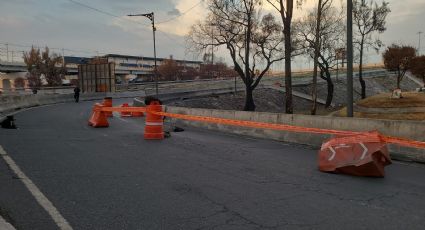 Reportan hundimiento de asfalto en puente de La Concordia